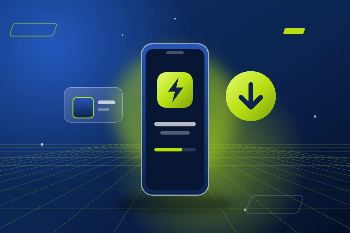 Ilustración de un teléfono con una flecha de descarga